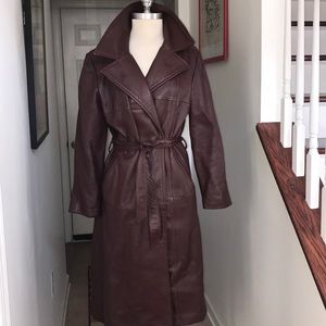 Vintage Leather Wrap Coat with Leather Tie Belt 😘